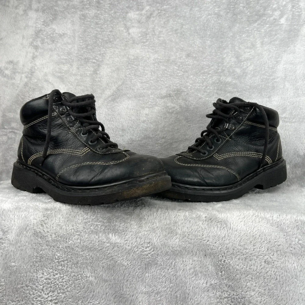 Vintage Dr Martens AW004 Boots 12 Black Leather Made In England Work Lug